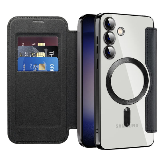 For Samsung Galaxy S24 5G MagSafe Magnetic RFID Anti-theft Leather Phone Case(Grey)