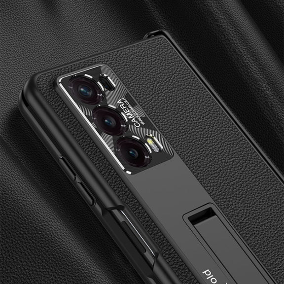 For Honor Magic V2 GKK Integrated Magnetic Hinge Flip Leather Phone Case with Holder(Purple)
