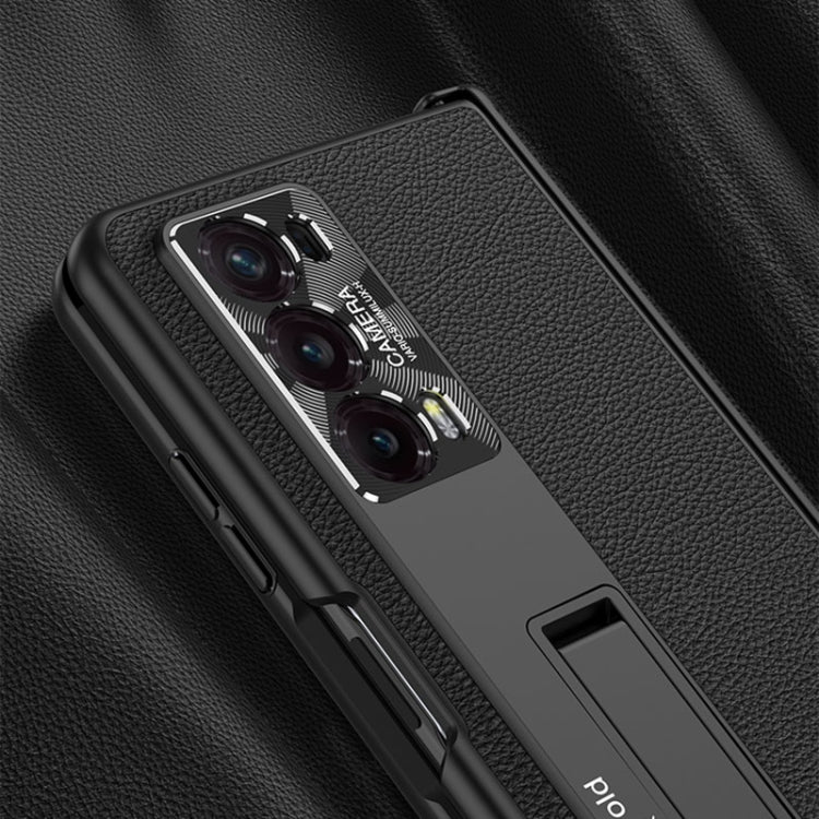 For Honor Magic V2 GKK Integrated Magnetic Hinge Flip Leather Phone Case with Holder(Purple)