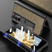 For Honor Magic V2 GKK Integrated Frosted Fold Hinge Leather Phone Case with Holder(Brown)