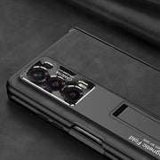 For Honor Magic V2 GKK Integrated Frosted Fold Hinge Leather Phone Case with Holder(Brown)