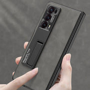 For Honor Magic V2 GKK Integrated Frosted Fold Hinge Leather Phone Case with Holder(Grey)