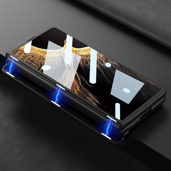 For Honor Magic VS GKK Integrated Frosted Fold Hinge Leather Phone Case with Holder(Black)