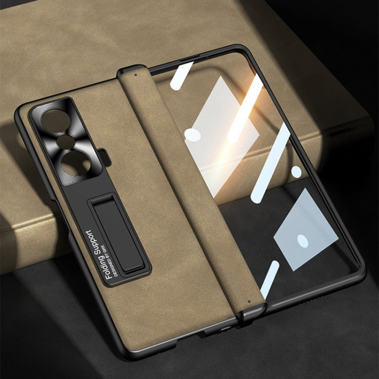 For Honor Magic VS GKK Integrated Frosted Fold Hinge Leather Phone Case with Holder(Black)