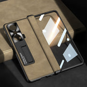 For Honor Magic VS GKK Integrated Frosted Fold Hinge Leather Phone Case with Holder(Black)