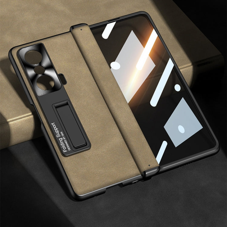 For Honor Magic VS GKK Integrated Frosted Fold Hinge Privacy Leather Phone Case with Holder(Black)