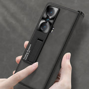 For Honor Magic VS GKK Integrated Frosted Fold Hinge Privacy Leather Phone Case with Holder(Grey)
