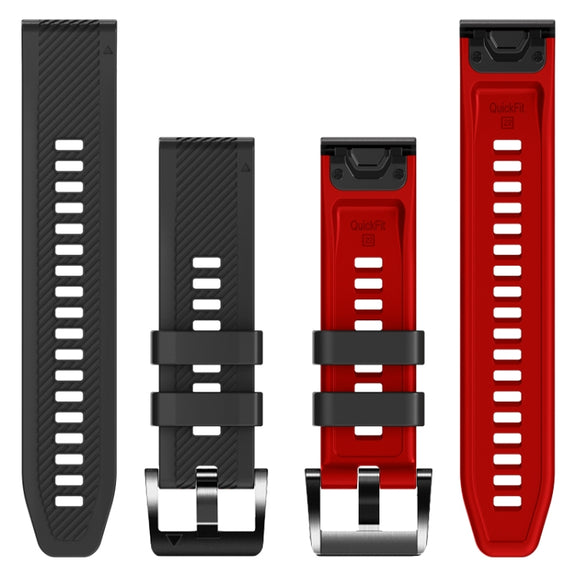 Compatible with Garmin Fenix 7X Twill Two Color Quick Release Silicone Watch Band(Black Red)