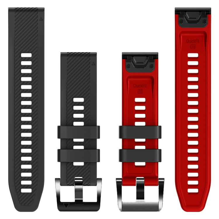 Compatible with Garmin Fenix 7X Twill Two Color Quick Release Silicone Watch Band(Black Red)