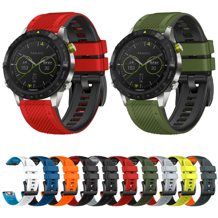 Compatible with Garmin Fenix 7X Twill Two Color Quick Release Silicone Watch Band(Black Red)