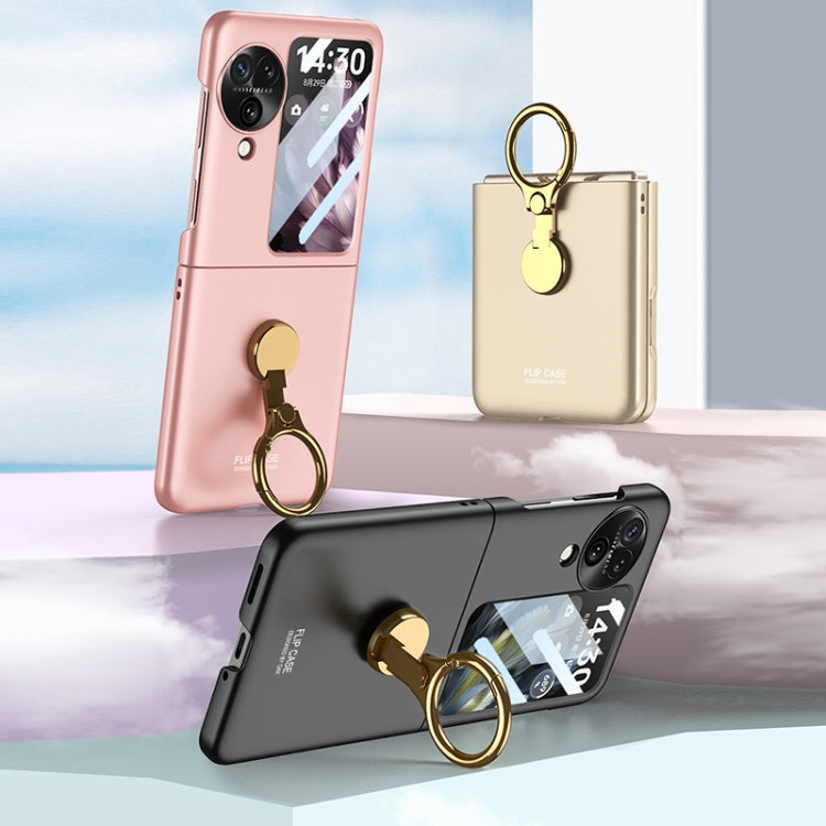 For OPPO Find N3 Flip GKK Ultra-thin Triaxial Ring Holder PC Phone Case(Pink)