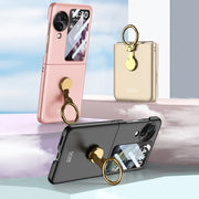 For OPPO Find N3 Flip GKK Ultra-thin Triaxial Ring Holder PC Phone Case(Pink)
