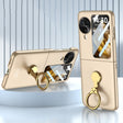 For OPPO Find N3 Flip GKK Ultra-thin Triaxial Ring Holder PC Phone Case(Gold) - OPPO Cases by GKK | Online Shopping South Africa | PMC TechLife | Buy Now Pay Later Mobicred