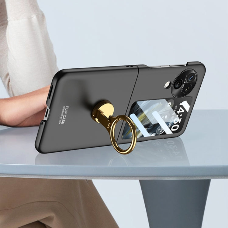 For OPPO Find N3 Flip GKK Ultra-thin Triaxial Ring Holder PC Phone Case(Gold)