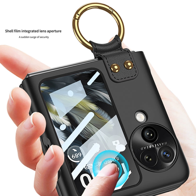 For OPPO Find N3 Flip GKK Integrated Ultra-thin Full Coverage Phone Case with Ring Holder(Black)