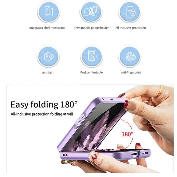 For OPPO Find N3 Flip GKK Integrated Ultra-thin Full Coverage Phone Case with Ring Holder(Black)