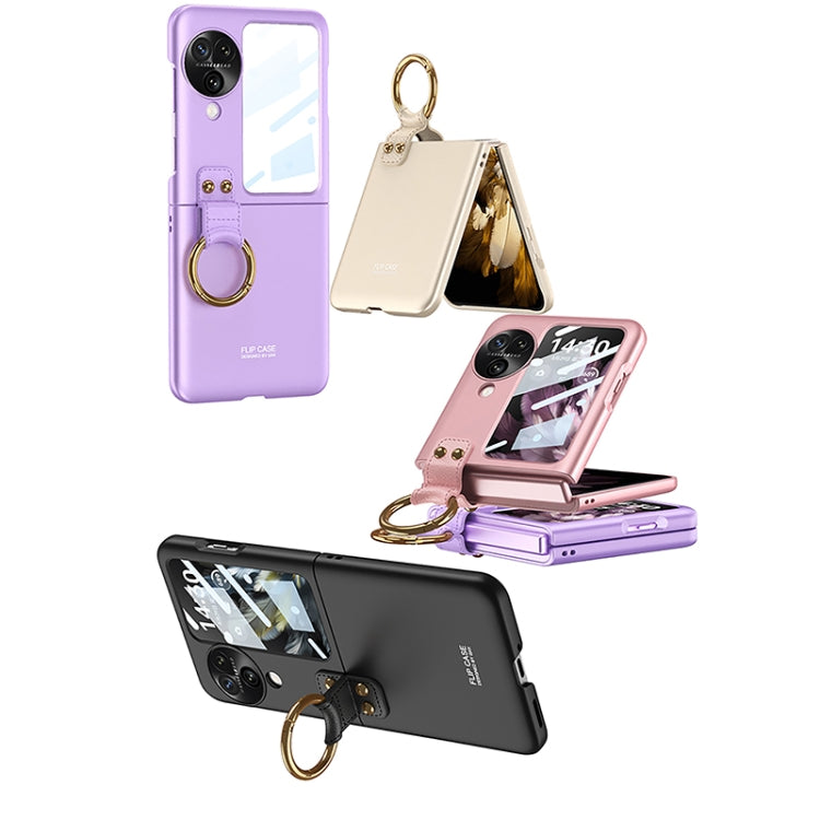 For OPPO Find N3 Flip GKK Integrated Ultra-thin Full Coverage Phone Case with Ring Holder(Gold)