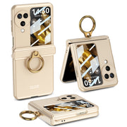 For OPPO Find N3 Flip GKK Integrated Magnetic Hinged Flip Case with Ring Holder(Gold)