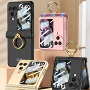 For OPPO Find N3 Flip GKK Integrated Magnetic Hinged Flip Case with Ring Holder(Gold)