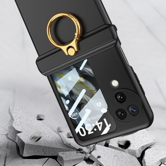 For OPPO Find N3 Flip GKK Integrated Magnetic Hinged Flip Case with Ring Holder(Gold)
