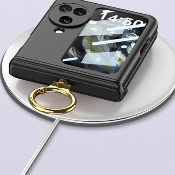 For OPPO Find N3 Flip GKK Integrated Magnetic Hinged Flip Case with Ring Holder(Gold)