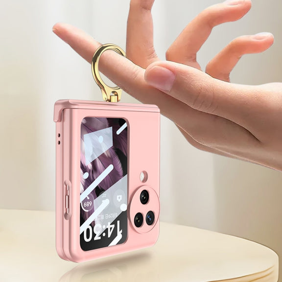 For OPPO Find N3 Flip GKK Integrated Magnetic Hinged Flip Case with Ring Holder(Gold)