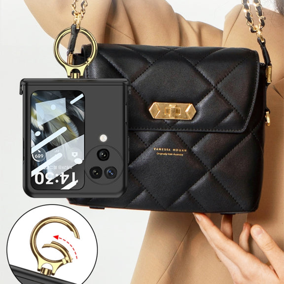 For OPPO Find N3 Flip GKK Integrated Magnetic Hinged Flip Case with Ring Holder(Gold)