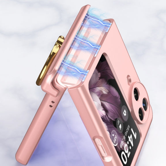 For OPPO Find N3 Flip GKK Integrated Magnetic Hinged Flip Case with Ring Holder(Gold)