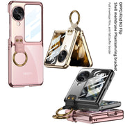 For OPPO Find N3 Flip GKK Electroplating Phone Case with Ring(Gold)