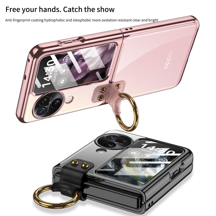 For OPPO Find N3 Flip GKK Electroplating Phone Case with Ring(Pink)