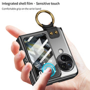 For OPPO Find N3 Flip GKK Electroplating Phone Case with Ring(Pink)