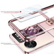For OPPO Find N3 Flip GKK Electroplating Phone Case with Ring(Pink)