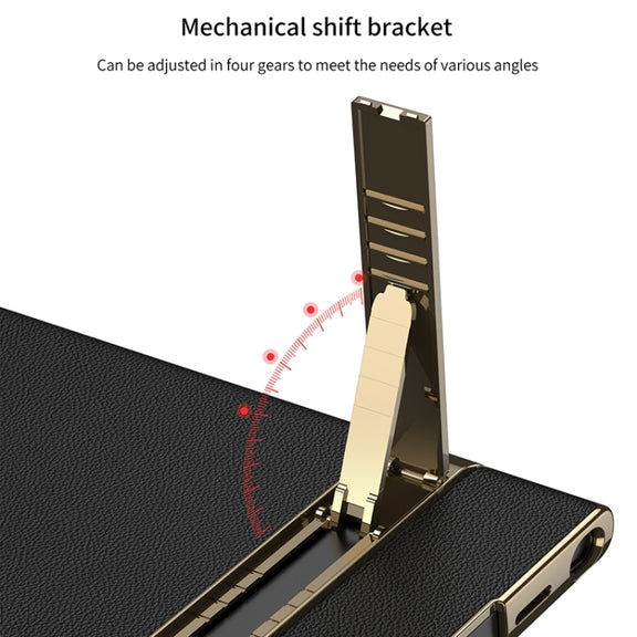 For Samsung Galaxy S24 Ultra 5G GKK Triumph Ultra-Thin Plain Leather Phone Case with Holder(Carbon Fiber)
