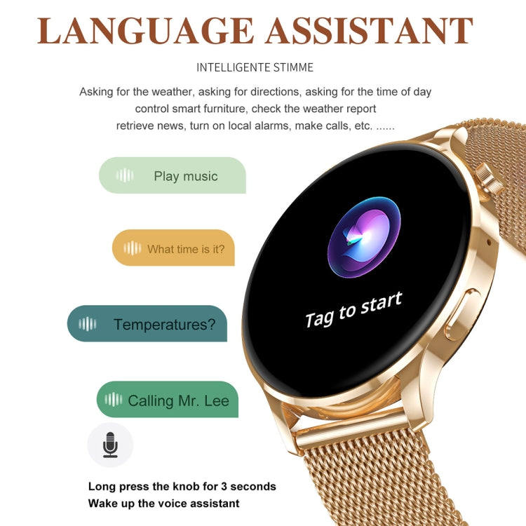 Watch3 Pro 1.3 inch AMOLED Screen Wireless Charging Smart Watch, Supports BT Call / NFC(Champagne)