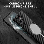 For Samsung Galaxy S24+ 5G Carbon Fiber Texture MagSafe Magnetic Phone Case(Black Silver)
