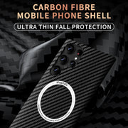 For Samsung Galaxy S24+ 5G Carbon Fiber Texture MagSafe Magnetic Phone Case(Black Silver)