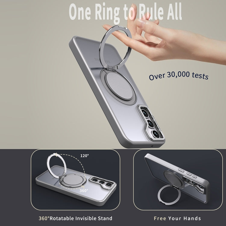 For Samsung Galaxy S23 5G 360-degree Rotating MagSafe Magnetic Holder Phone Case(Titanium Grey)