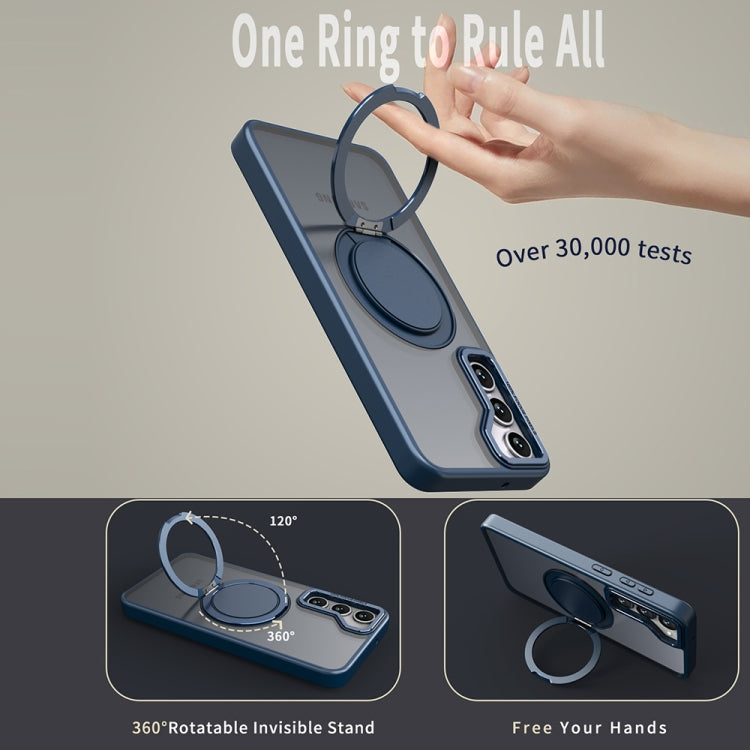 For Samsung Galaxy S23+ 5G 360-degree Rotating MagSafe Magnetic Holder Phone Case(Navy Blue)