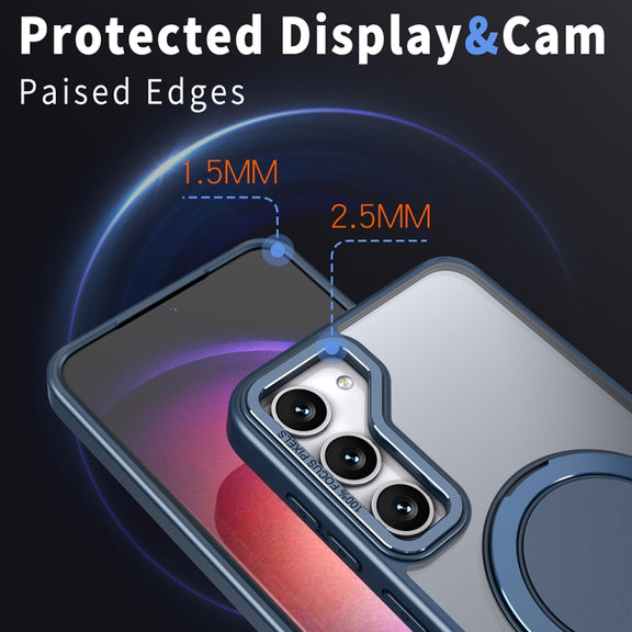 For Samsung Galaxy S23+ 5G 360-degree Rotating MagSafe Magnetic Holder Phone Case(Navy Blue)