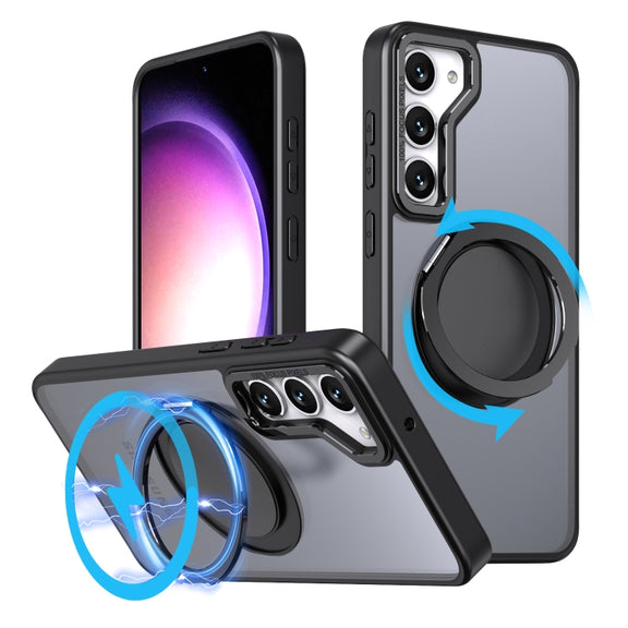 For Samsung Galaxy S23+ 5G 360-degree Rotating MagSafe Magnetic Holder Phone Case(Black)