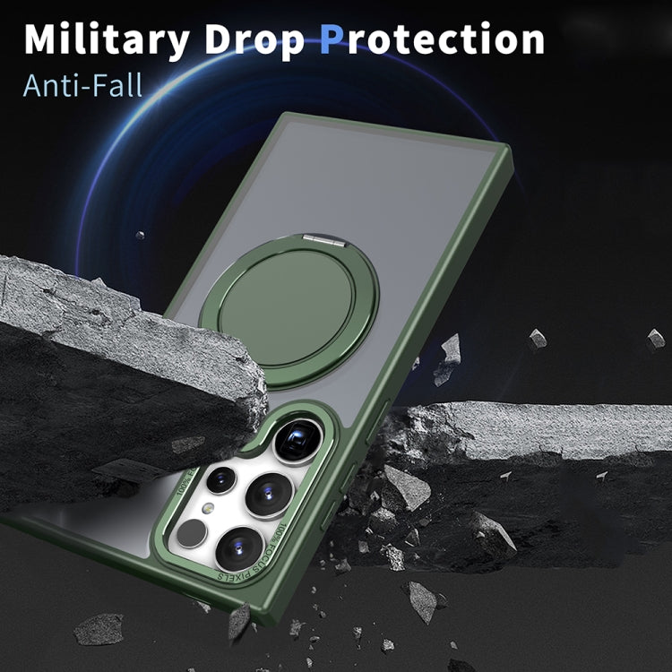 For Samsung Galaxy S23 Ultra 5G 360-degree Rotating MagSafe Magnetic Holder Phone Case(Green)