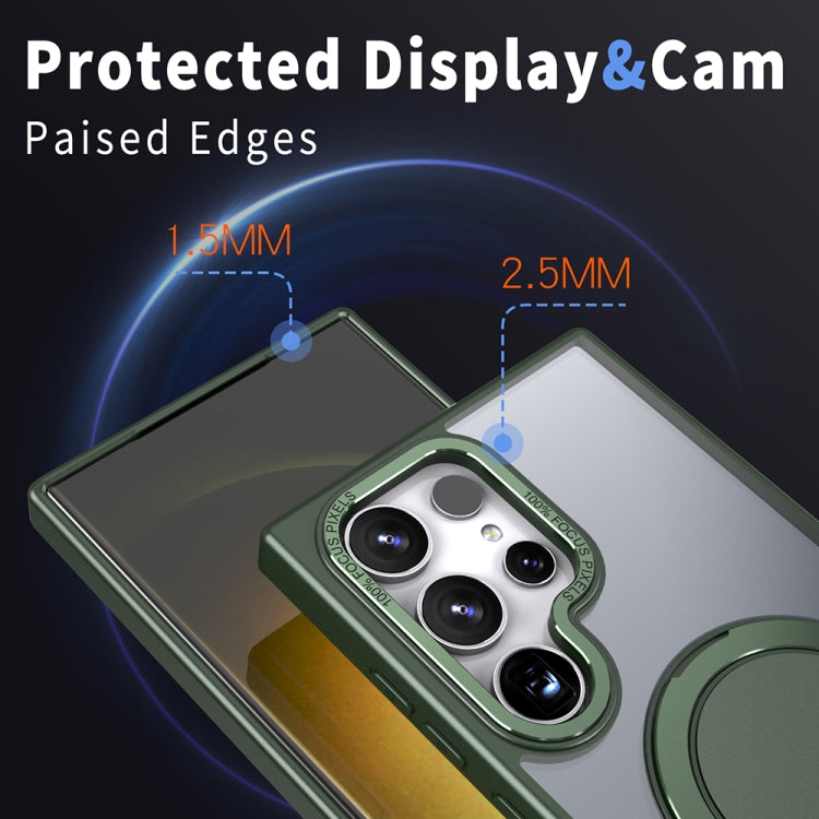 For Samsung Galaxy S23 Ultra 5G 360-degree Rotating MagSafe Magnetic Holder Phone Case(Green)
