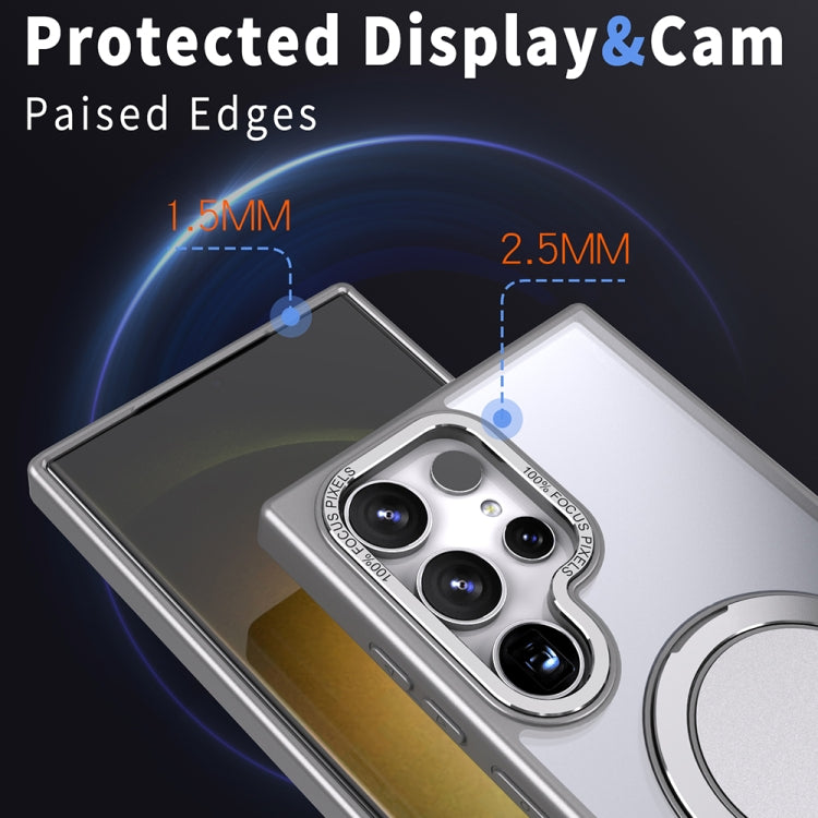 For Samsung Galaxy S23 Ultra 5G 360-degree Rotating MagSafe Magnetic Holder Phone Case(Titanium Grey)