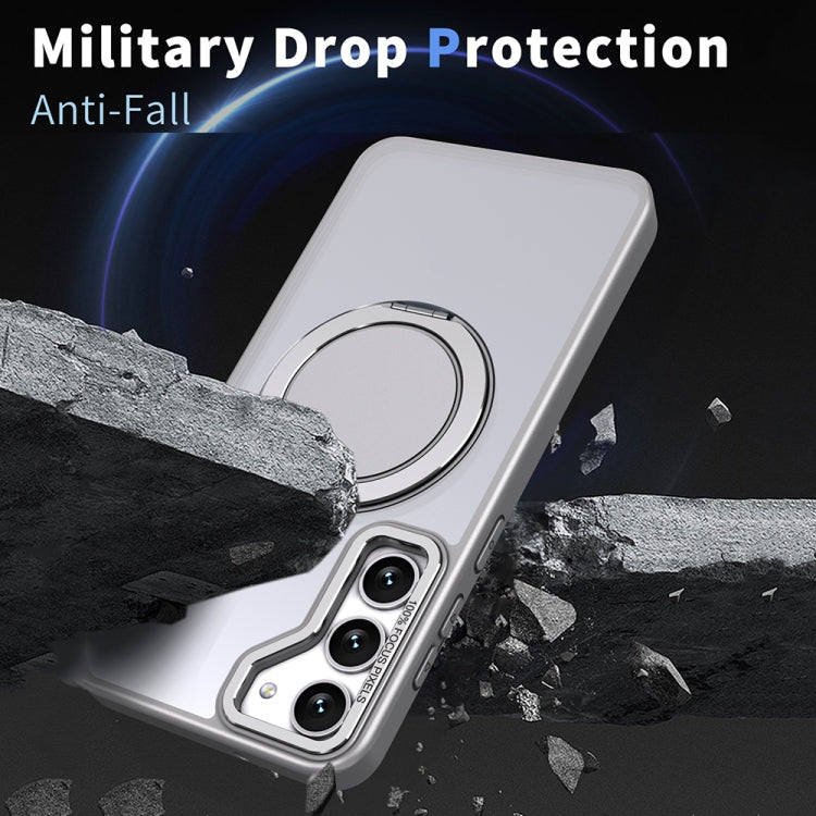 For Samsung Galaxy S24 5G 360-degree Rotating MagSafe Magnetic Holder Phone Case(Titanium Grey)