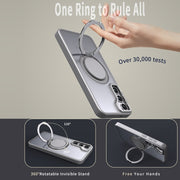 For Samsung Galaxy S24 5G 360-degree Rotating MagSafe Magnetic Holder Phone Case(Titanium Grey)