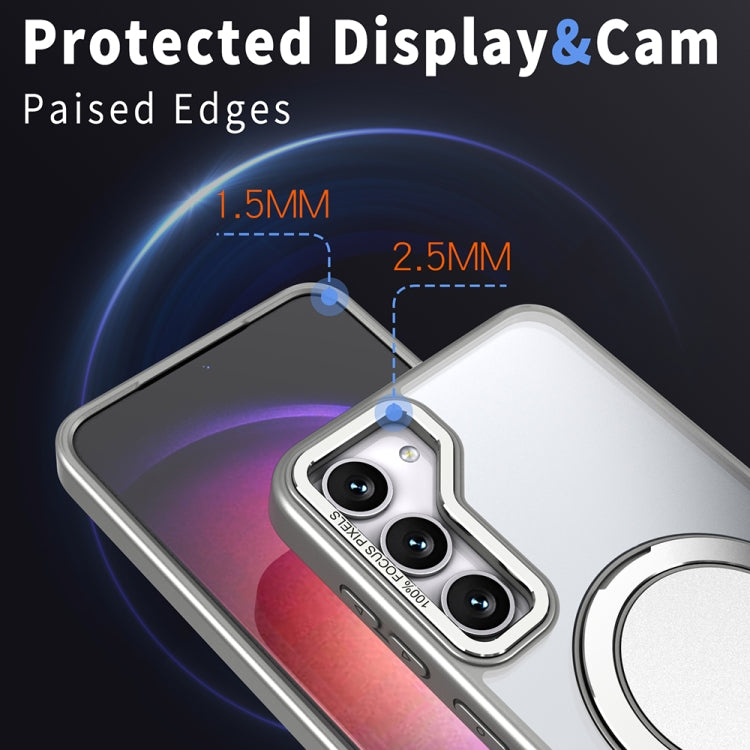 For Samsung Galaxy S24 5G 360-degree Rotating MagSafe Magnetic Holder Phone Case(Titanium Grey)