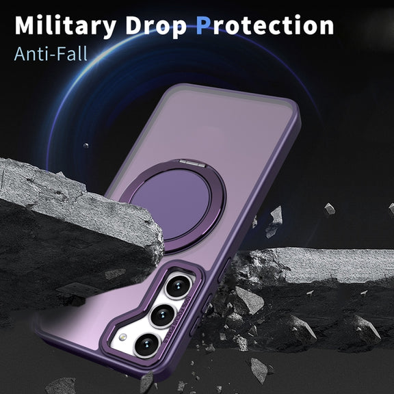 For Samsung Galaxy S24+ 5G 360-degree Rotating MagSafe Magnetic Holder Phone Case(Purple)