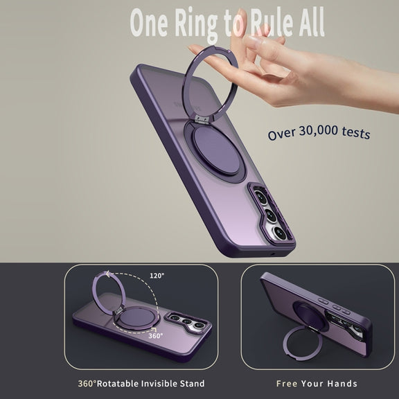 For Samsung Galaxy S24+ 5G 360-degree Rotating MagSafe Magnetic Holder Phone Case(Purple)