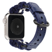 For Apple Watch Series 5 40mm Paracord Genuine Leather Watch Band(Royal Blue)