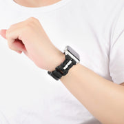 For Apple Watch Series 5 40mm Paracord Genuine Leather Watch Band(Black)